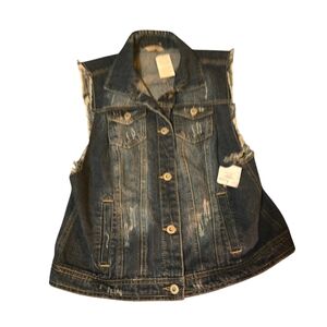Highway jeans denim vest size large cut off sleeves